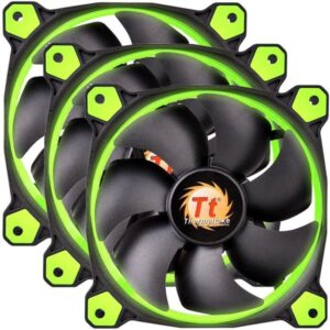 Thermaltake Riing 12 LED Green 3-Fan Pack - Vert